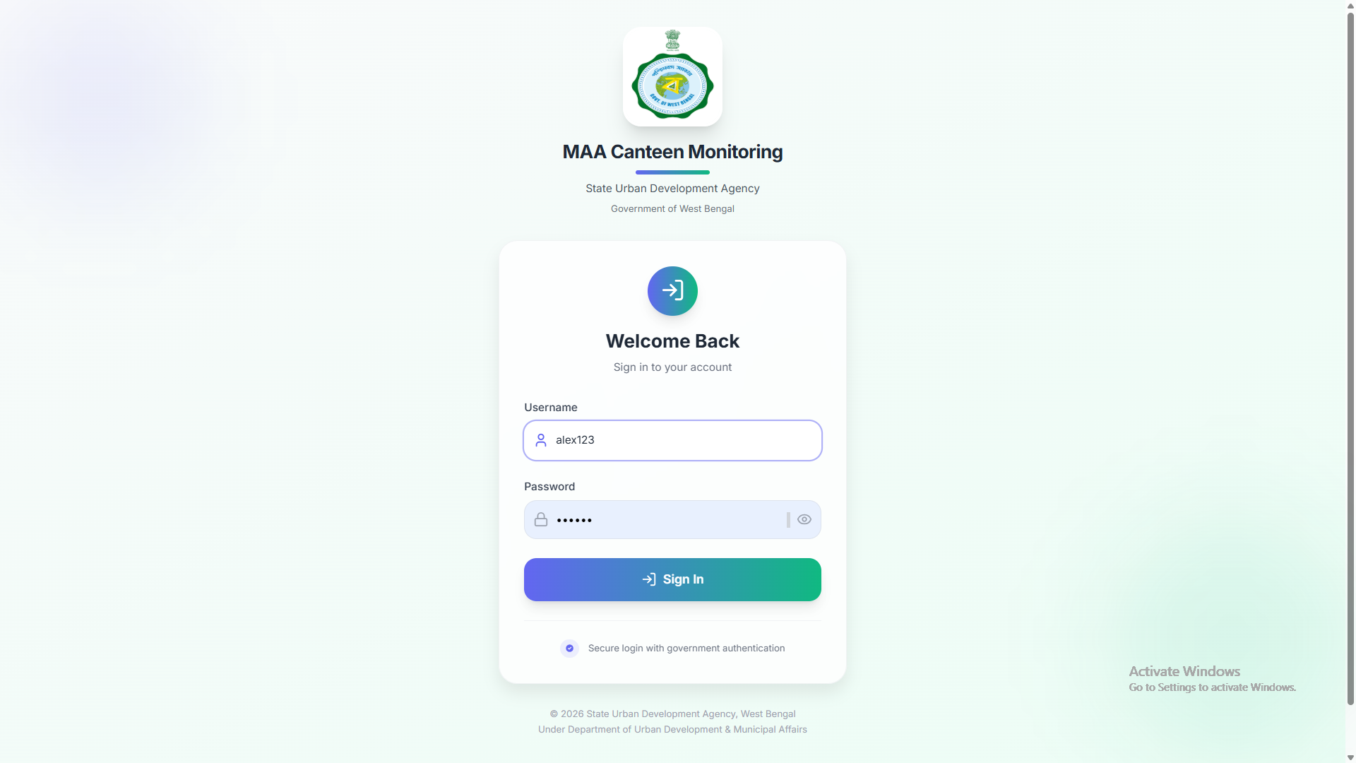 Maa-Canteen Survey & Monitoring System desktop website screenshot 1