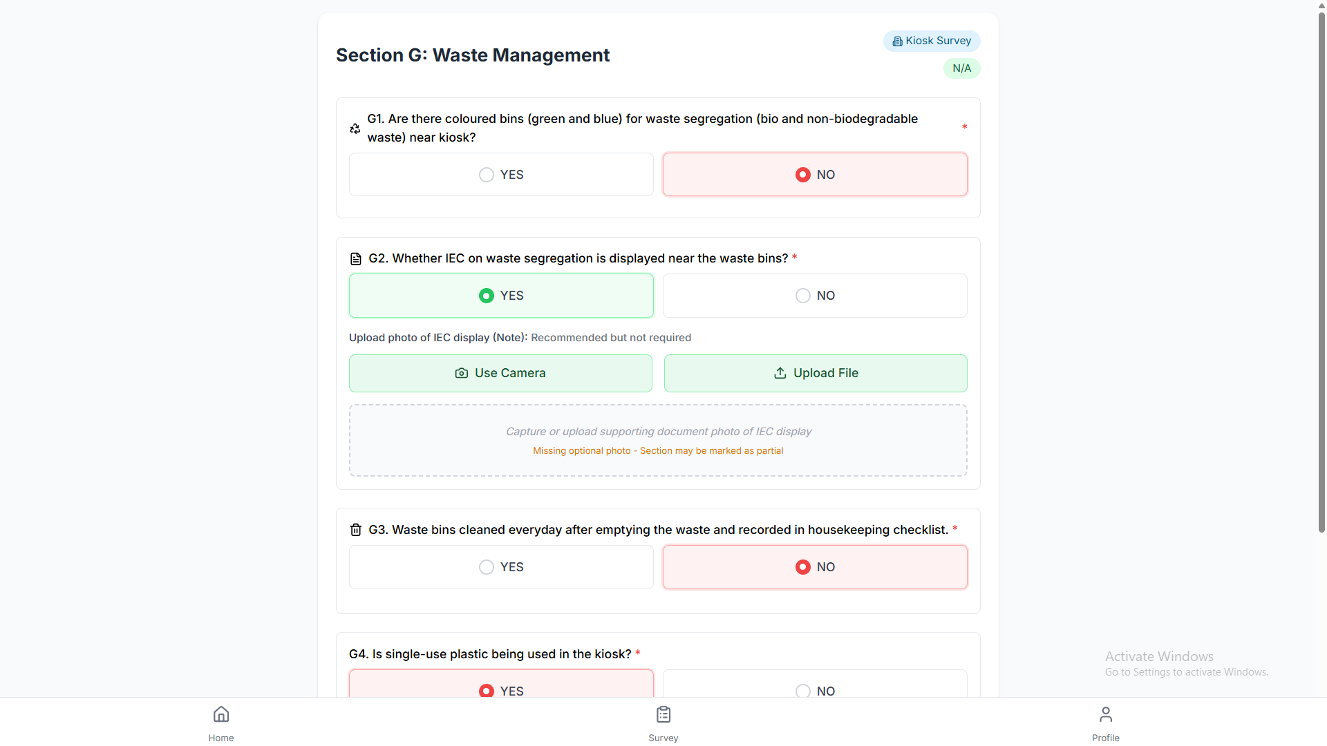 Maa-Canteen Survey & Monitoring System desktop website screenshot 3