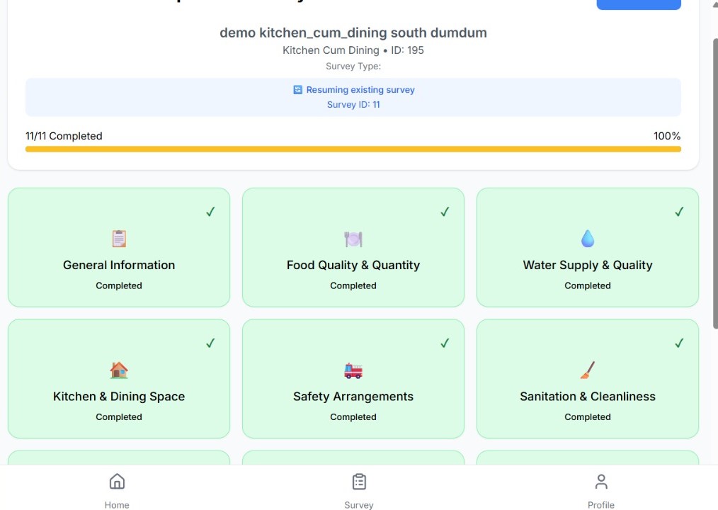 Maa-Canteen Survey & Monitoring System desktop website screenshot 4